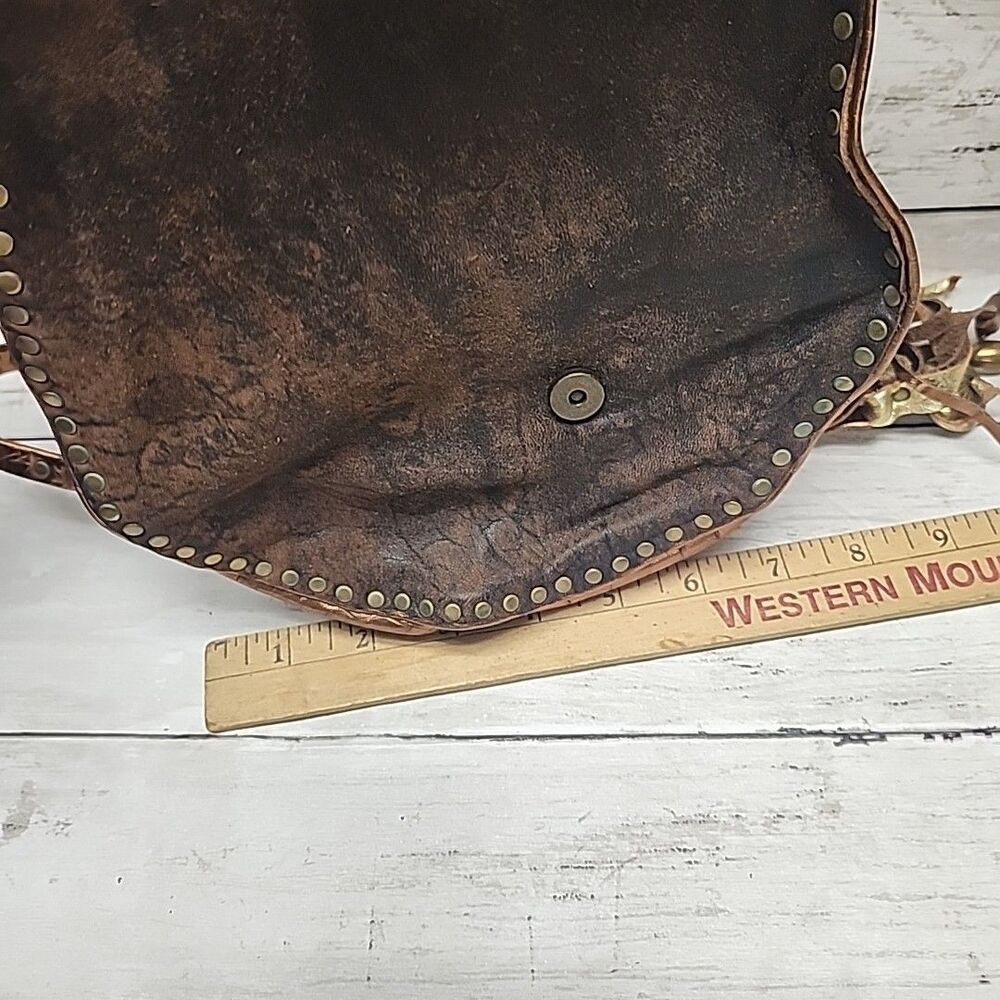 Vintage Unique Handmade Artisan Brown Leather Boho Small Crossbody Shoulder Bag - Picture 5 of 12